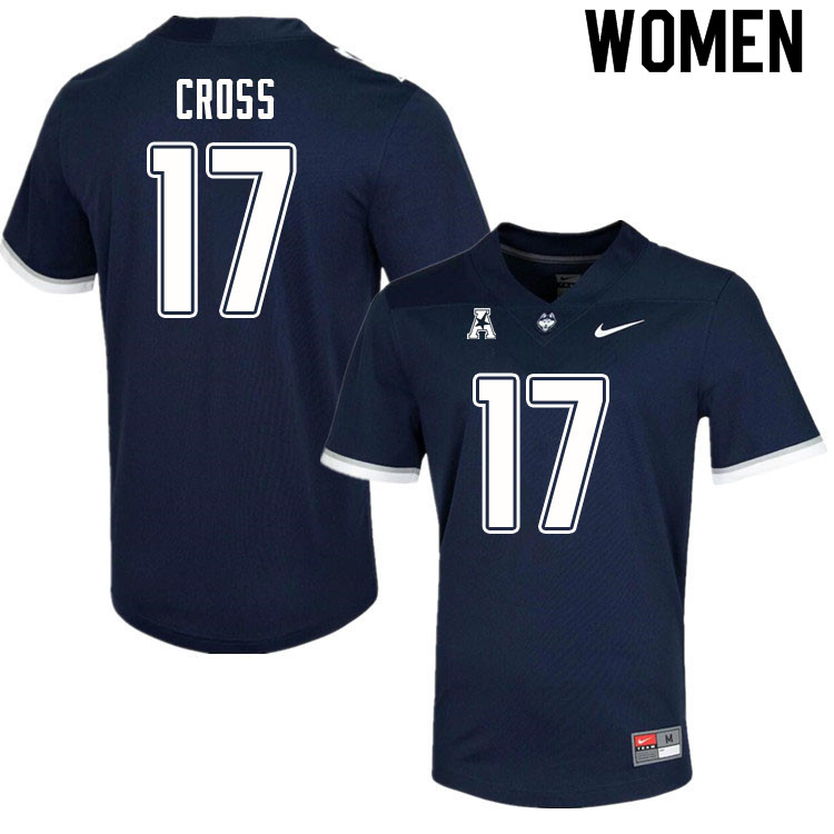 Women #17 Stan Cross Uconn Huskies College Football Jerseys Sale-Navy - Click Image to Close